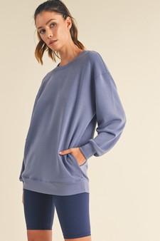 Women's Sofie Soft Modal Oversized Crew Top with Pockets style 2