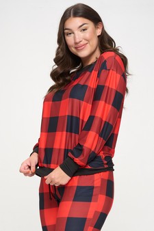 Women’s Decked Out In Plaid Christmas Loungewear Top style 2