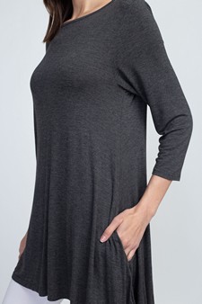 Women's 3/4 Sleeve Tunic with Hidden Pockets style 6