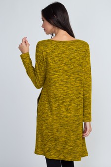 Women's Space-Dye Knit Side Slit Tunic Top style 3