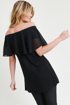 Lady's Off The Shoulder Chiffon Ruffle Tunic Top - *** NY ONLY *** style 7