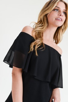 Lady's Off The Shoulder Chiffon Ruffle Tunic Top - *** NY ONLY *** style 8