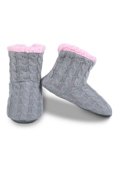 Kids Cable Knit Slipper Boots style 5