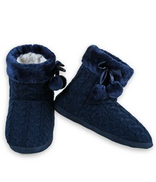 Women's Cable Knit Slipper Boots style 4