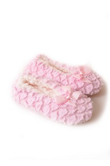 Furry Textured Satin Bow Faux Sherpa Lined Slippers style 6