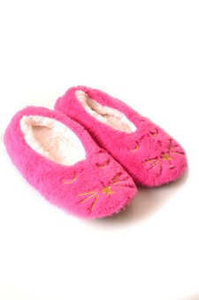 Women's Kitty Face Faux Sherpa Lined Slippers style 5