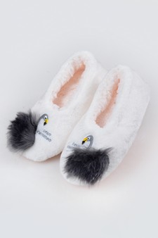 Women's Embroidered Swan Faux Sherpa Lined Slippers style 10