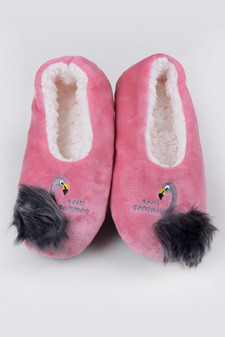 Women's Embroidered Swan Faux Sherpa Lined Slippers style 11