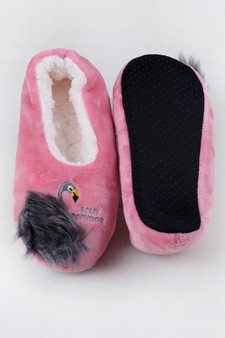 Women's Embroidered Swan Faux Sherpa Lined Slippers style 12