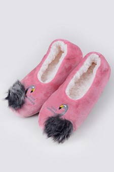 Women's Embroidered Swan Faux Sherpa Lined Slippers style 13