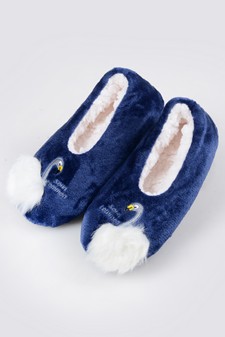 Women's Embroidered Swan Faux Sherpa Lined Slippers style 16