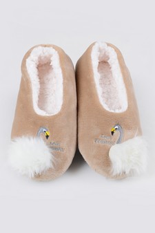 Women's Embroidered Swan Faux Sherpa Lined Slippers style 2
