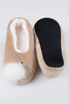Women's Embroidered Swan Faux Sherpa Lined Slippers style 3