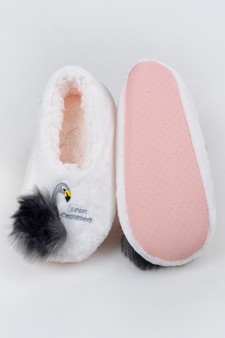 Women's Embroidered Swan Faux Sherpa Lined Slippers style 9
