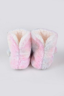 Women's Fuzzy Rainbow Unicorn Slipper Boots style 4