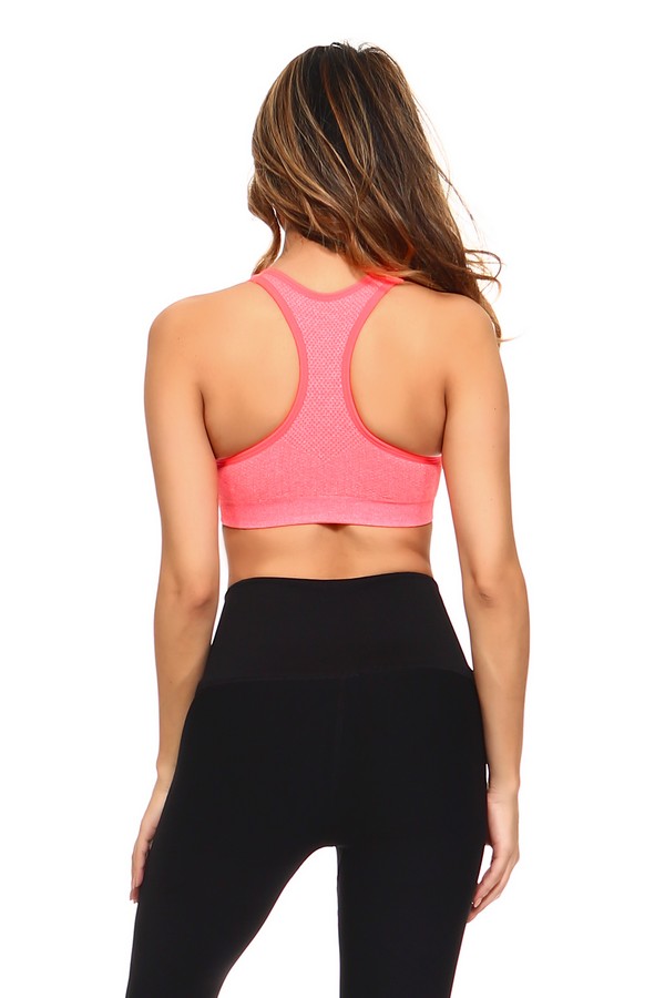 Women’s Marled Knit Sports Bra w/Contrast Binding Wholesale