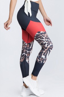 Women's Colorblock Cheetah Print Activewear Leggings (Large only) style 2