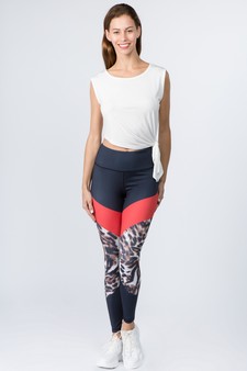 Women's Colorblock Cheetah Print Activewear Leggings (Large only) style 4