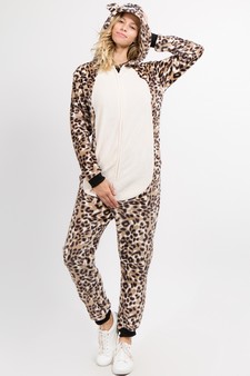 Plush Leopard Animal Onesie Pajama Costume - (6pcs S/M only) style 2