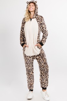 Plush Leopard Animal Onesie Pajama Costume - (6pcs S/M only) style 3