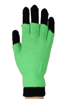 (3 ways wearing) Neon Solid Color Double layer Gloves style 3