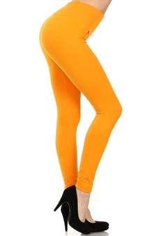Fleece Leggings in Solid Color with 2 gold zippers & seams on Front. style 2