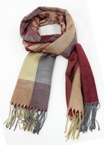 PASHMINA SCARF WITH GRAPHIC ROSES AND STRIPES style 2