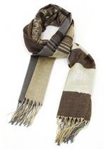 PASHMINA SCARF WITH GRAPHIC ROSES AND STRIPES style 3