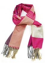 PASHMINA SCARF WITH GRAPHIC ROSES AND STRIPES style 4