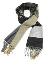 PASHMINA SCARF WITH GRAPHIC ROSES AND STRIPES style 5