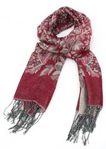 PASHMINA SCARF WITH FLORAL WEAVE METALLIC THREAD style 2