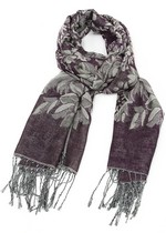 PASHMINA SCARF WITH FLORAL WEAVE METALLIC THREAD style 4