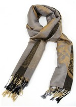 PASHMINA SCARF BLOSSOMED FLOWERS AND SEMI CIRCLES style 5