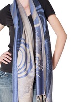 PASHMINA SCARF BLOSSOMED FLOWERS AND SEMI CIRCLES style 6