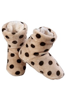 Women Indoor Polka Dot Plush Slipper Boots style 3