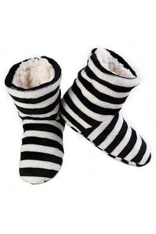 Women Indoor Stripe Print Slipper Boots style 4
