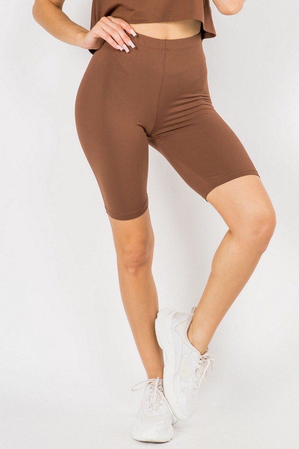 Women's My Kind of Look Peach Skin Biker Shorts - Wholesale