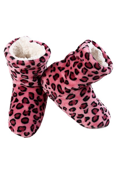 Faux Fur animal print Slipper Boots 