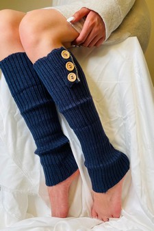 KNITTED LEGWARMERS WITH DECORATIVE BUTTON DETAIL
