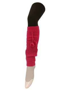 RIB KNIT CUFFS LEGWARMERS WITH BALL TASSELS style 3