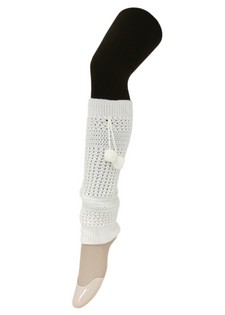 RIB KNIT CUFFS LEGWARMERS WITH BALL TASSELS style 7