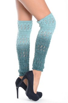 Lady's Gradient Two-Tone Knit Fashion Designed Leg Warmer