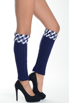 Lady's Genuine w/ Rhinestones and Rasied Pattern Fashion Designed Leg Warmer