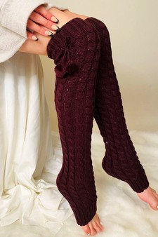 Lady's Skylar with Pom Poms and Raised Chain Link Pattern Fashion Designed Leg Warmer style 2