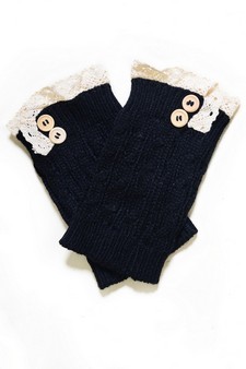 Women's Crochet Button Trim Short Leg Warmers