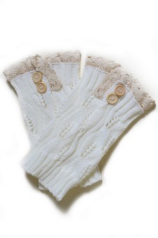 Women's Crochet Button Trim Short Leg Warmers