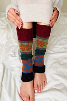 Women's Reindeer Snowflake Pattern Leg Warmers