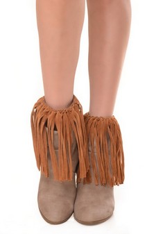 Women's Faux Suede Fringe Boot Cuffs