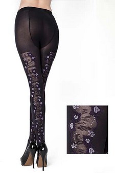Lady's Tumbling Flowers  with Mesh Cut-Out Design Fashion Tights