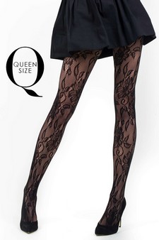 KILLER LEGS Lady's Black Floral Tights